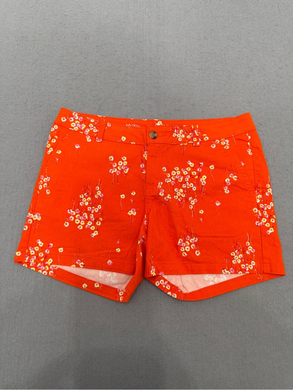 Women’s a.n.a A New Approach Shorts Size 10 Orange Floral Twill Mid Rise